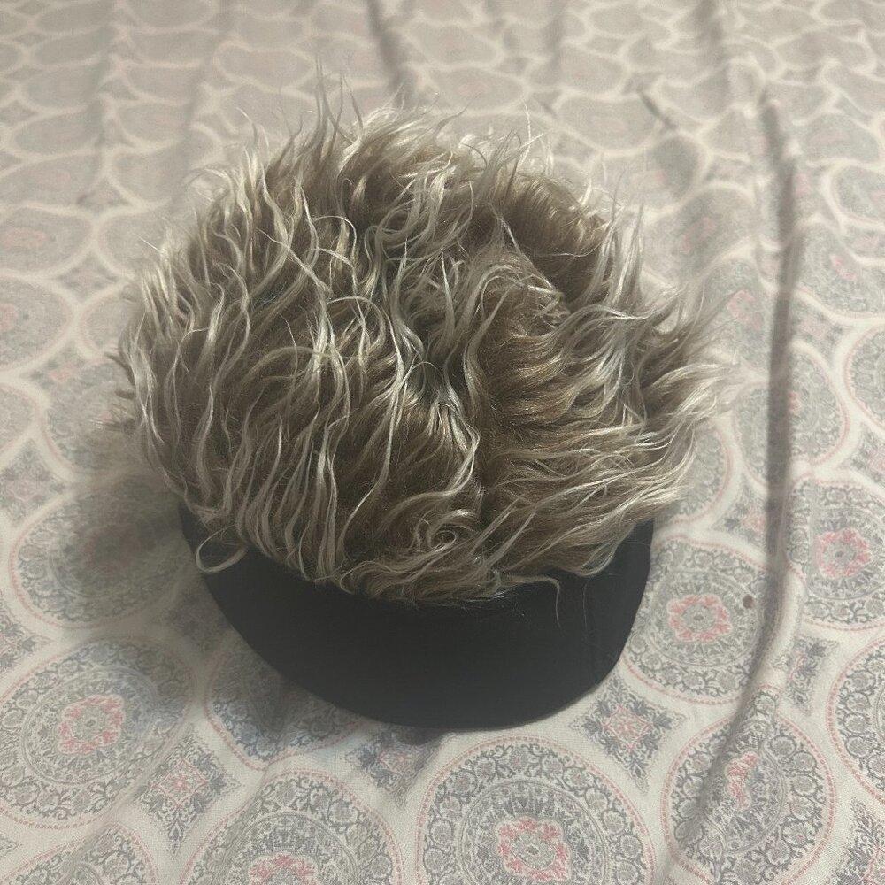 Frosted Tips Wig Novelty Hat with Hair (brown)